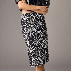 Anthropologie/Maeve Cutout Floral Midi Skirt